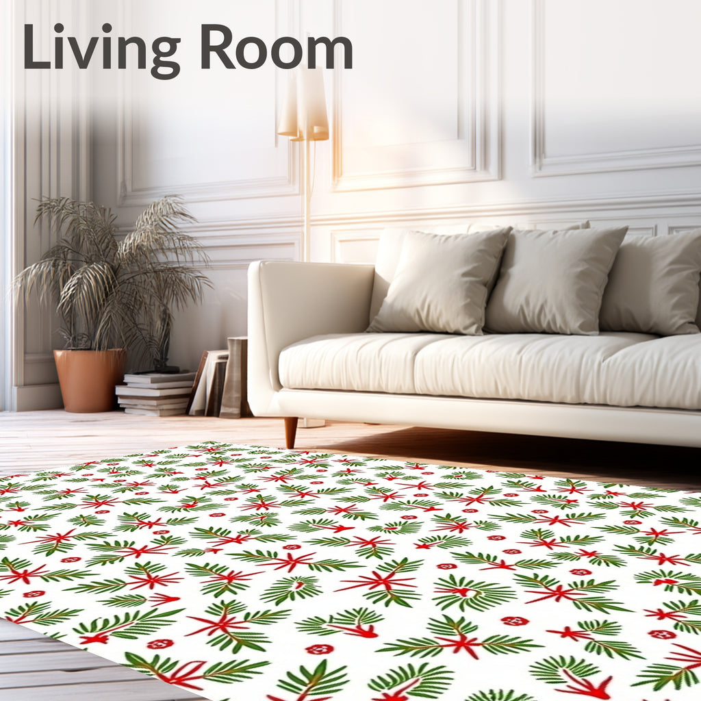 Red Green Festive Sprigs Scatter Rug