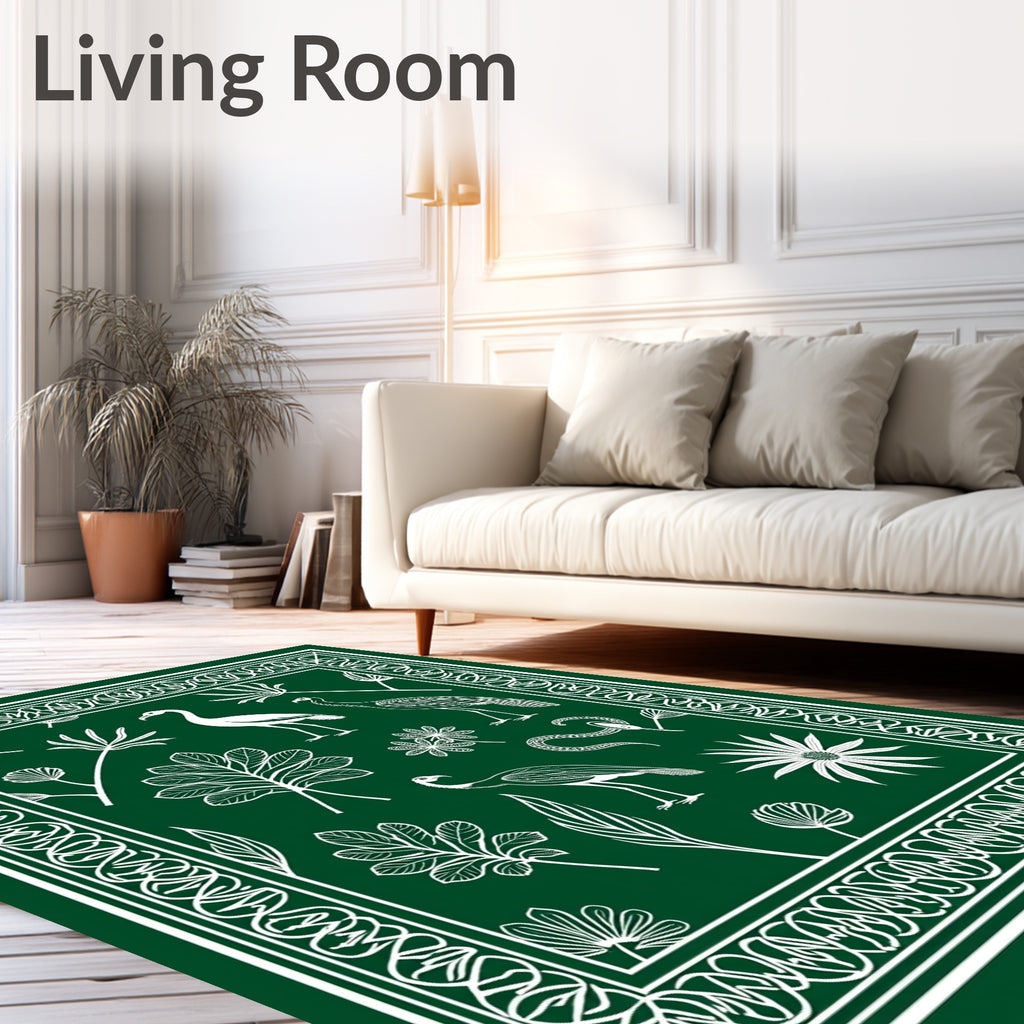 Nature Scene Bird Botanical Pattern Rug