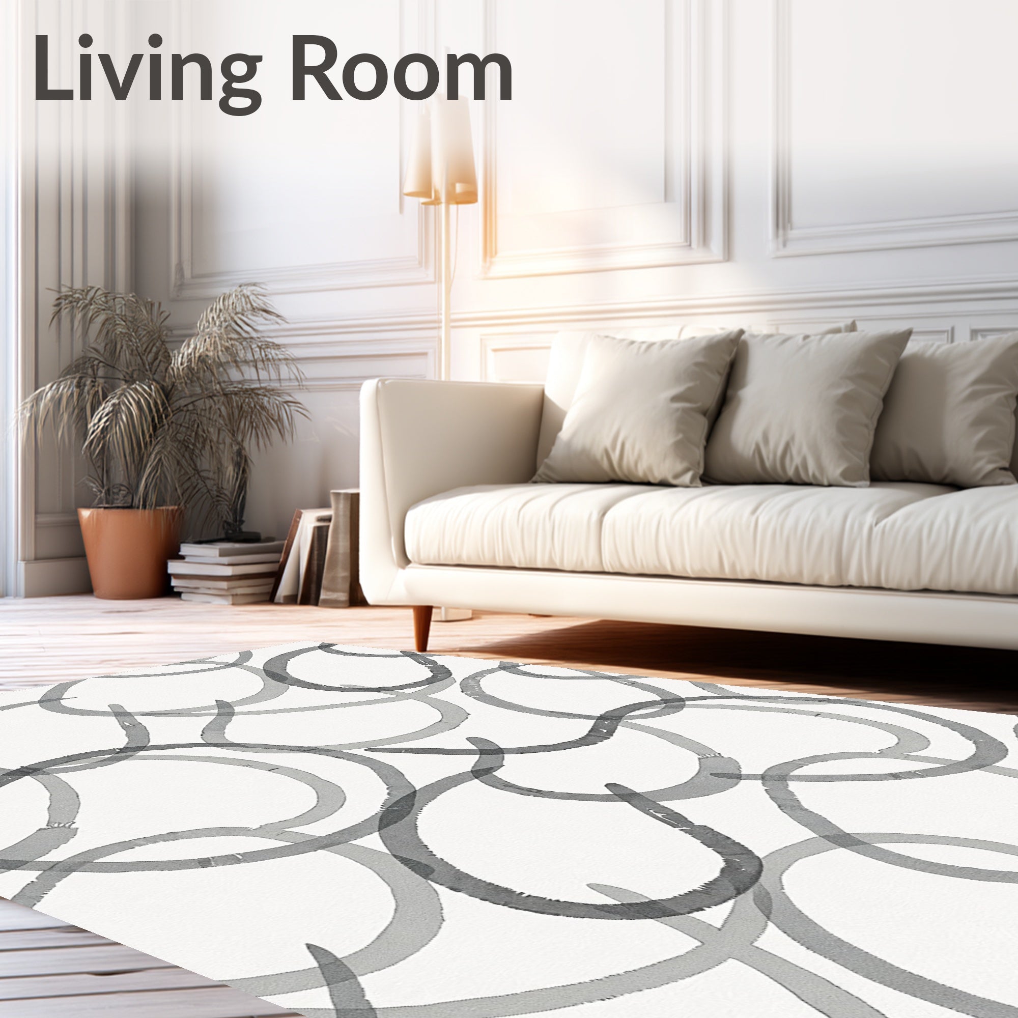 Seamless Grey Brushstroke Contour Rug
