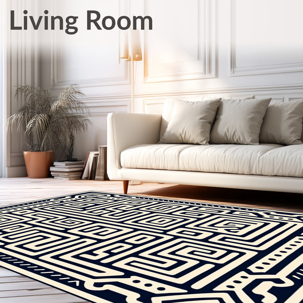 Abstract Maze Geometric Pattern Rug