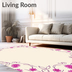 Floral Vine Border with Pink Accents Rug