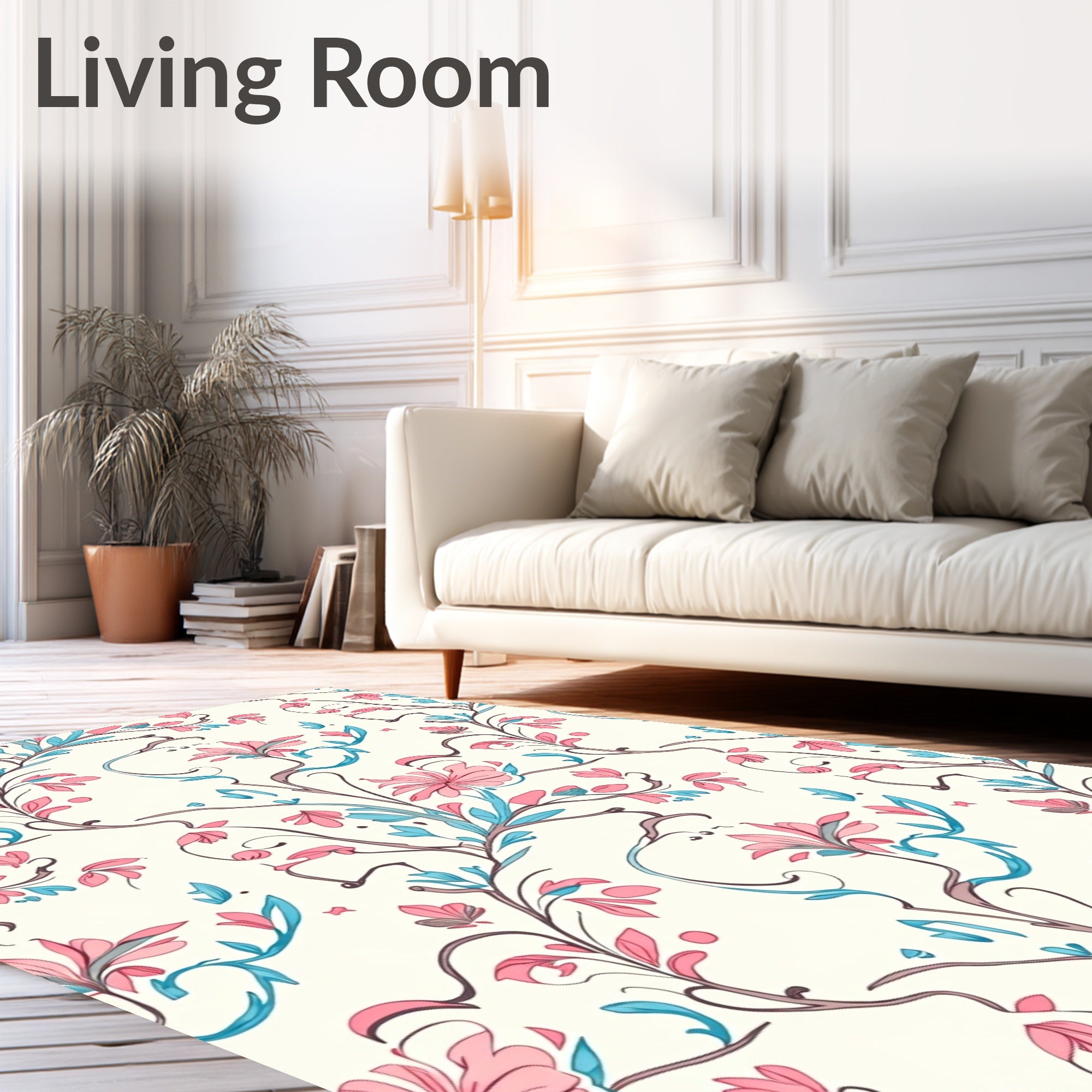 Vintage Floral Vine Pattern Design Rug