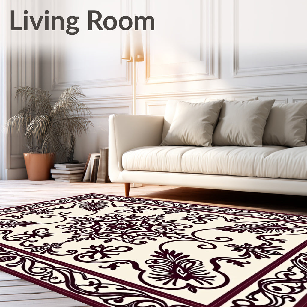 Classic Floral Medallion Border Design Rug