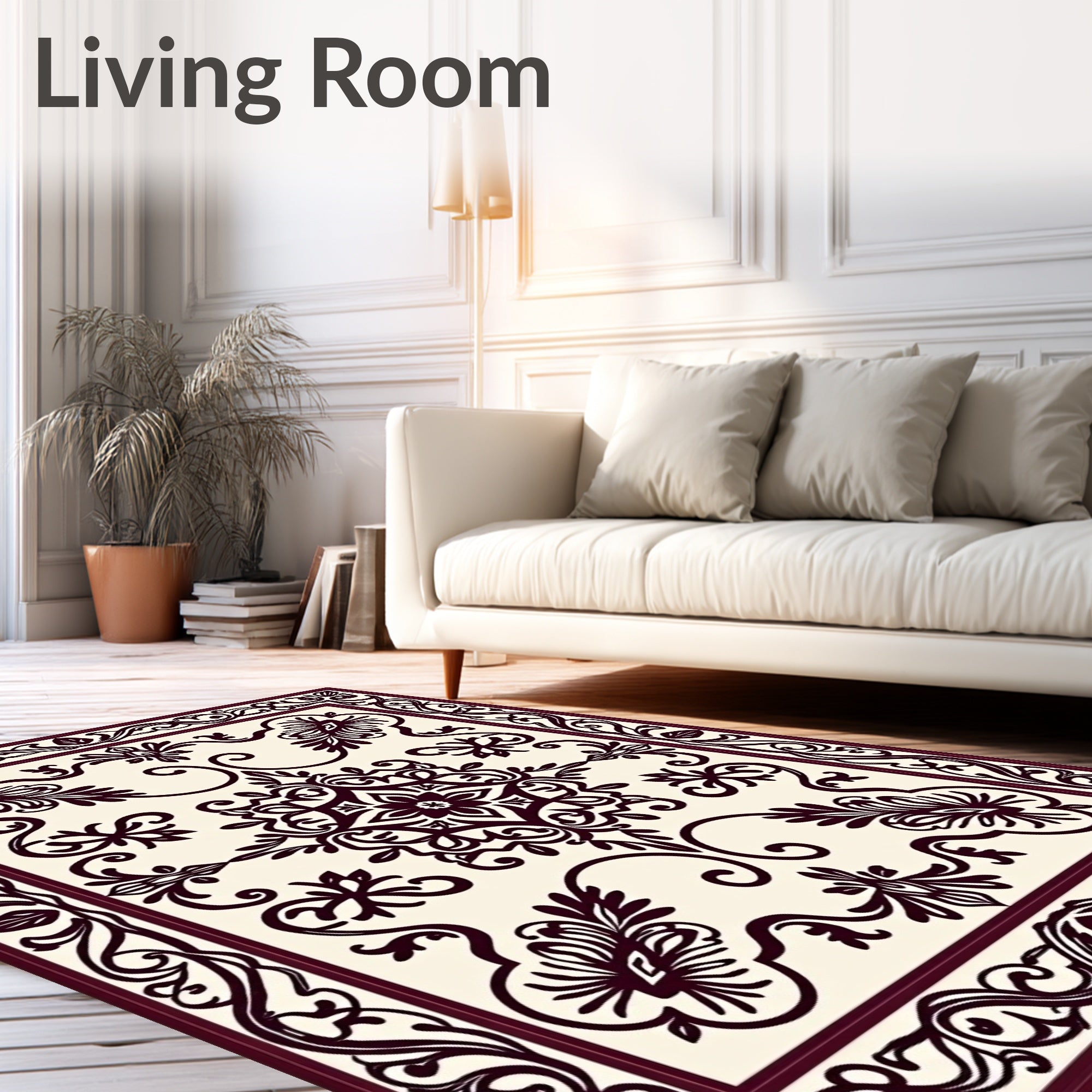 Classic Floral Medallion Border Design Rug