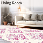 Elegant Pink Floral Damask Pattern Rug