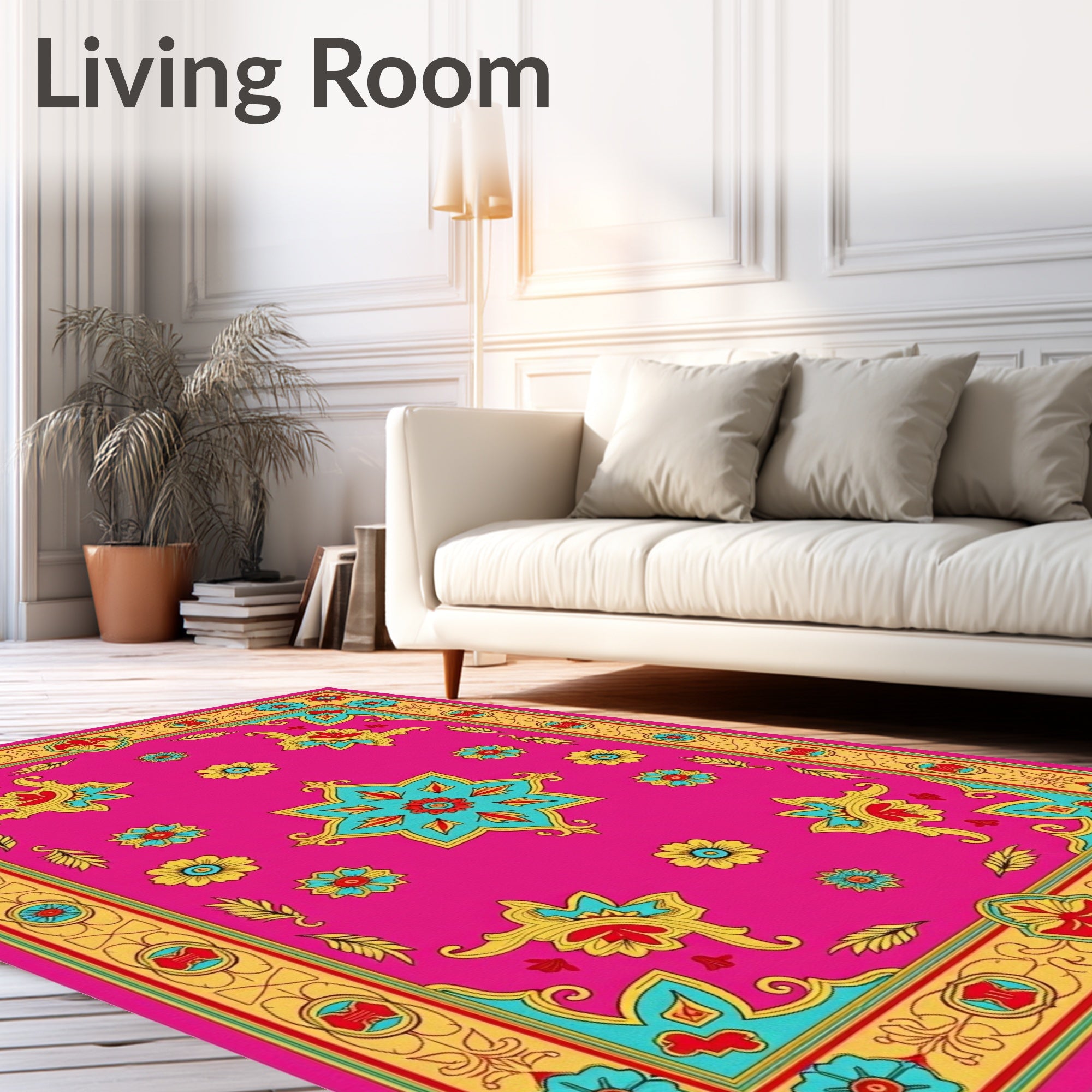 Bright Floral Medallion Pattern Rug