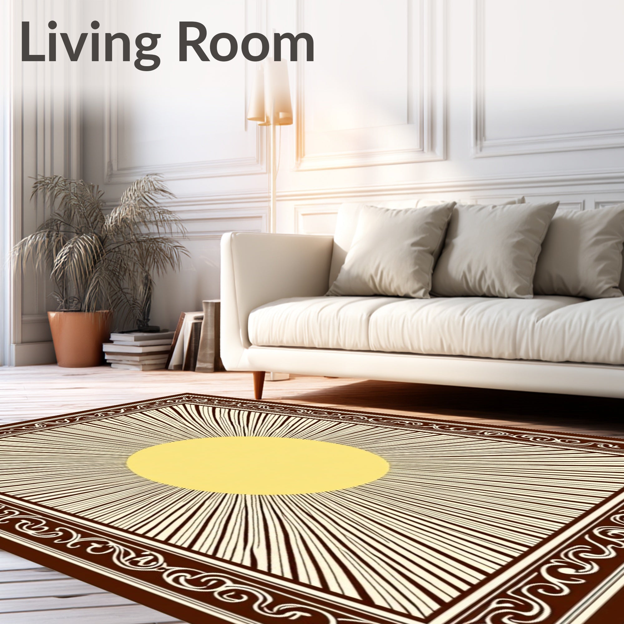 Sunburst Pattern With Ornate Border Rug