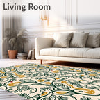 Emerald Ochre Vine Pattern Rug
