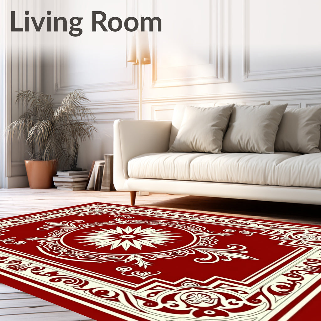 Ornate Floral Inlay Pattern Rug