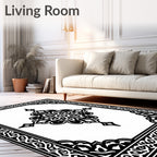 Ornate Black Swirl Medieval Style Design Rug
