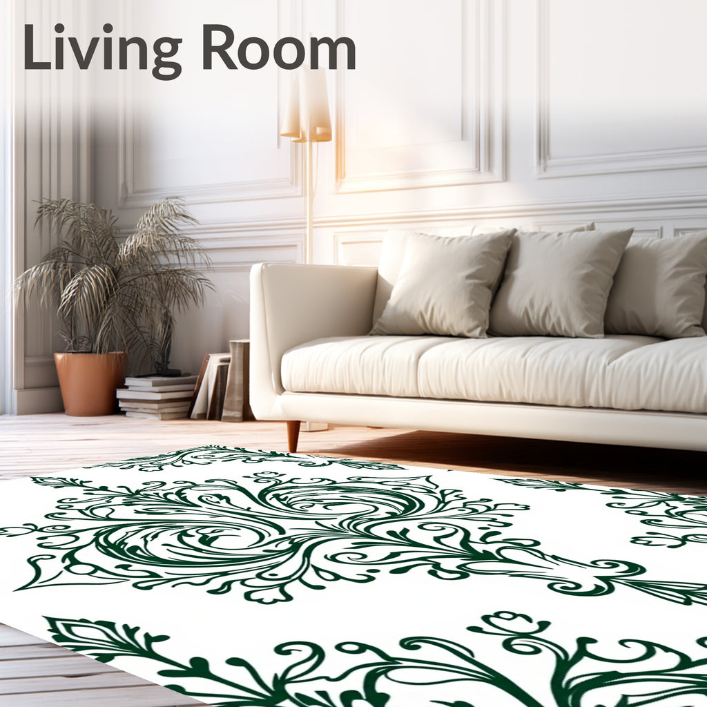 Ornate Damask Floral Pattern Rug