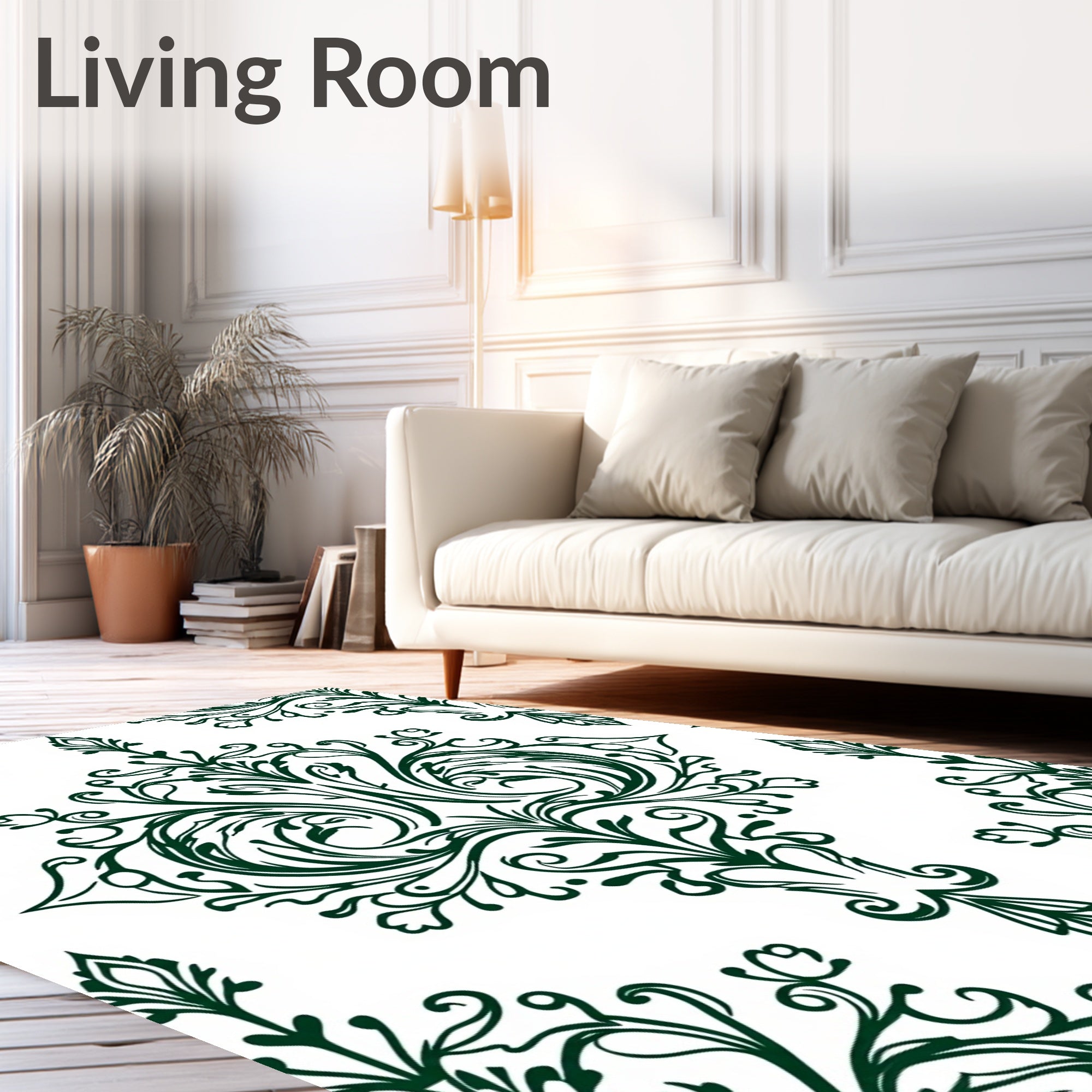 Ornate Damask Floral Pattern Rug