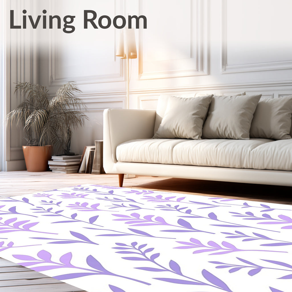 Purple Lavender Branches Pattern Rug