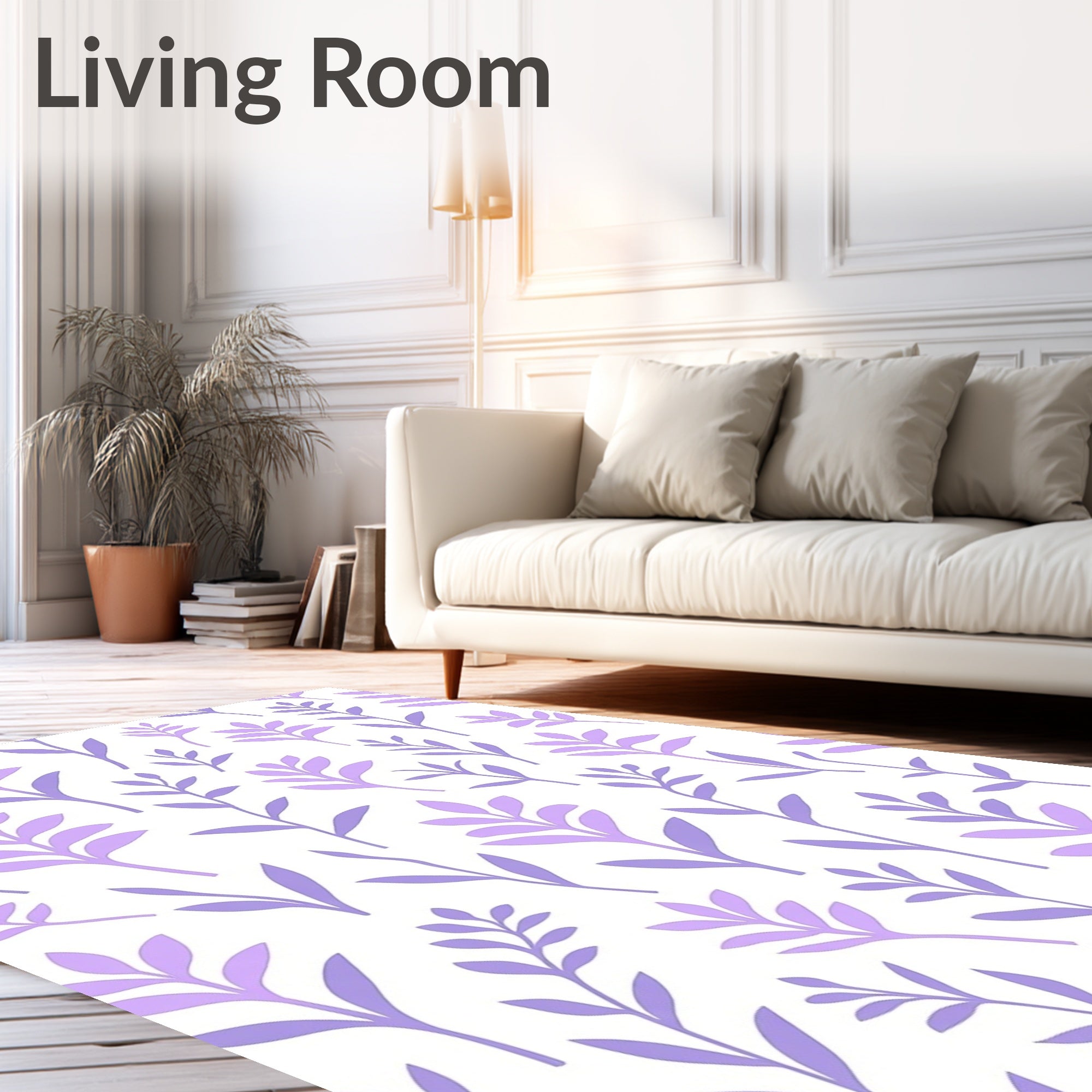Purple Lavender Branches Pattern Rug