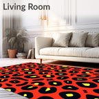 Vibrant Red Leopard Style Print Rug