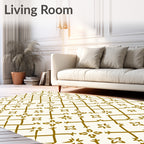 Golden Quatrefoil Lattice Pattern Rug