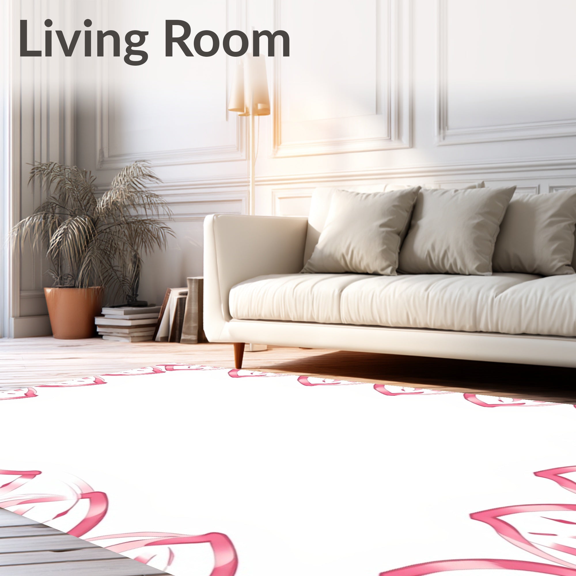 Pink Petal Border Design Rug