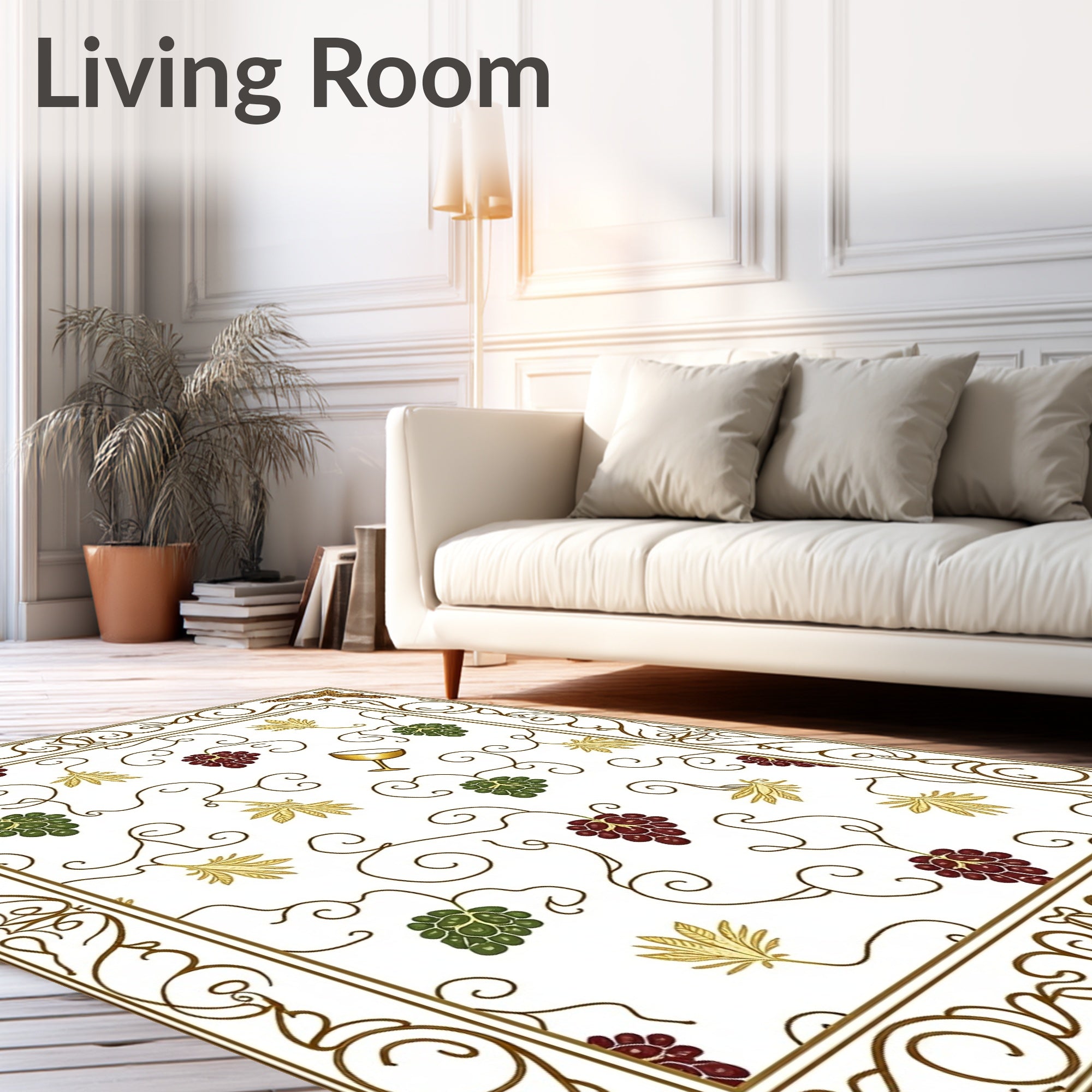 Grapes Leaves Vine Pattern Rug