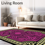 Vibrant Neon Pink Geometric Maze Rug