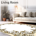 Classic Gold Floral Swirl Frame Rug