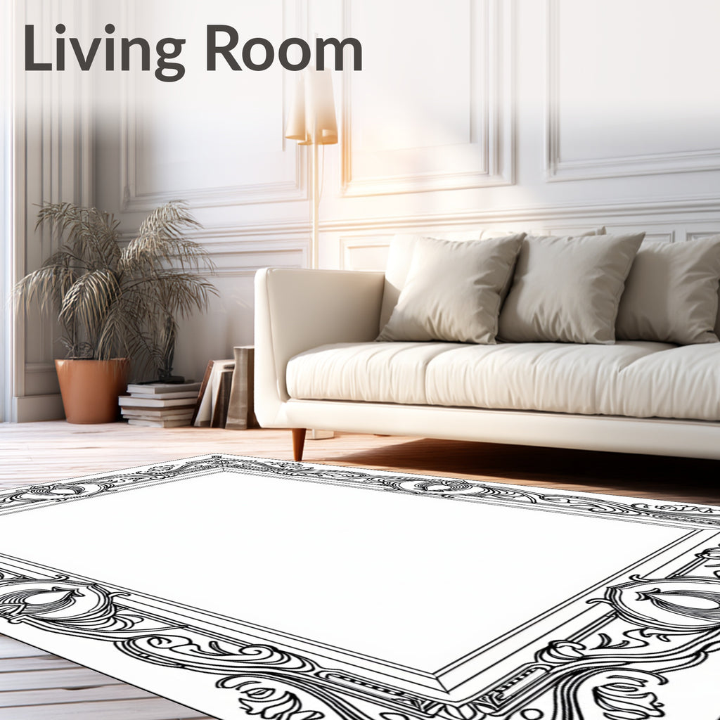Art Nouveau Floral Swirl Frame Design Rug
