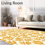 Golden Branch Leaf Pattern Rug