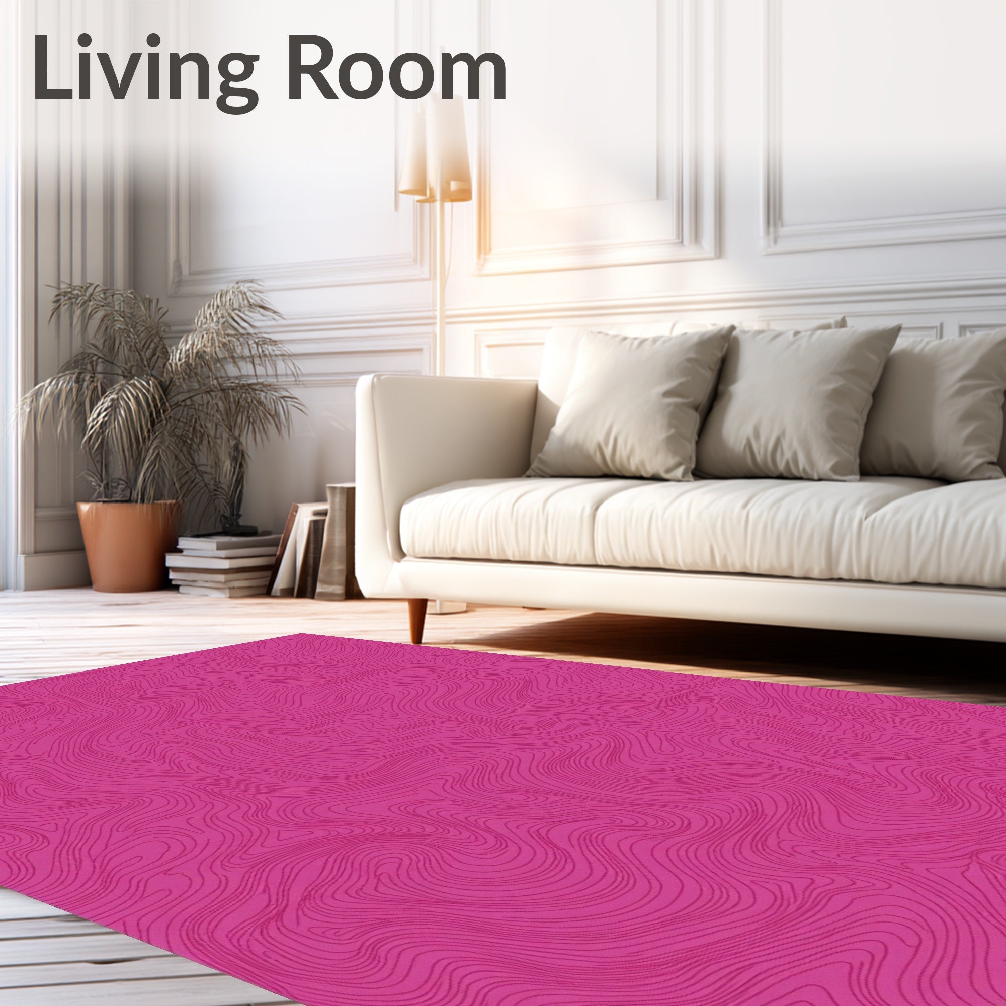 Pink Abstract Contour Pattern Rug