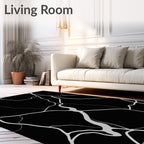 Abstract Black White Vein Rug