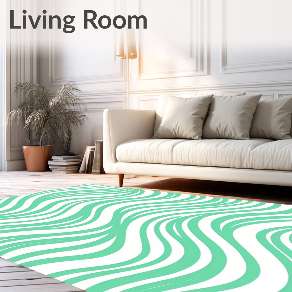 Serene Aqua Wavy Stripes Rug