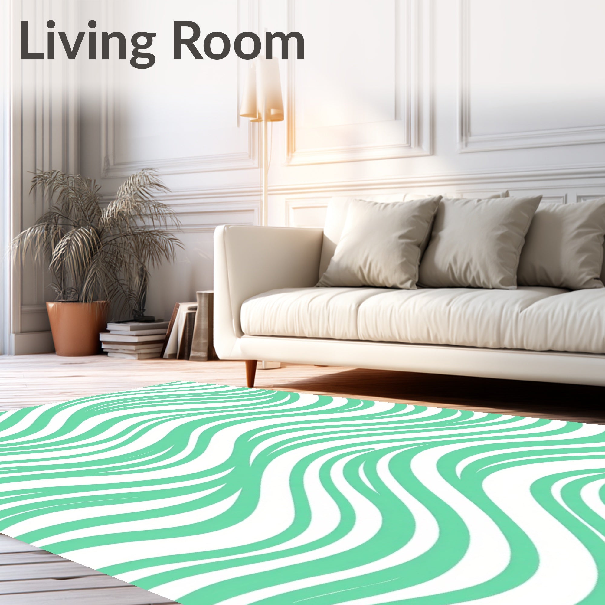Serene Aqua Wavy Stripes Rug