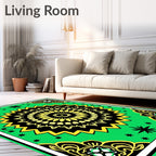 Vibrant Yellow And Black Mandala Design Rug