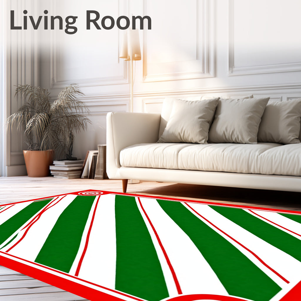 Holiday Red Green Striped Swirl Rug