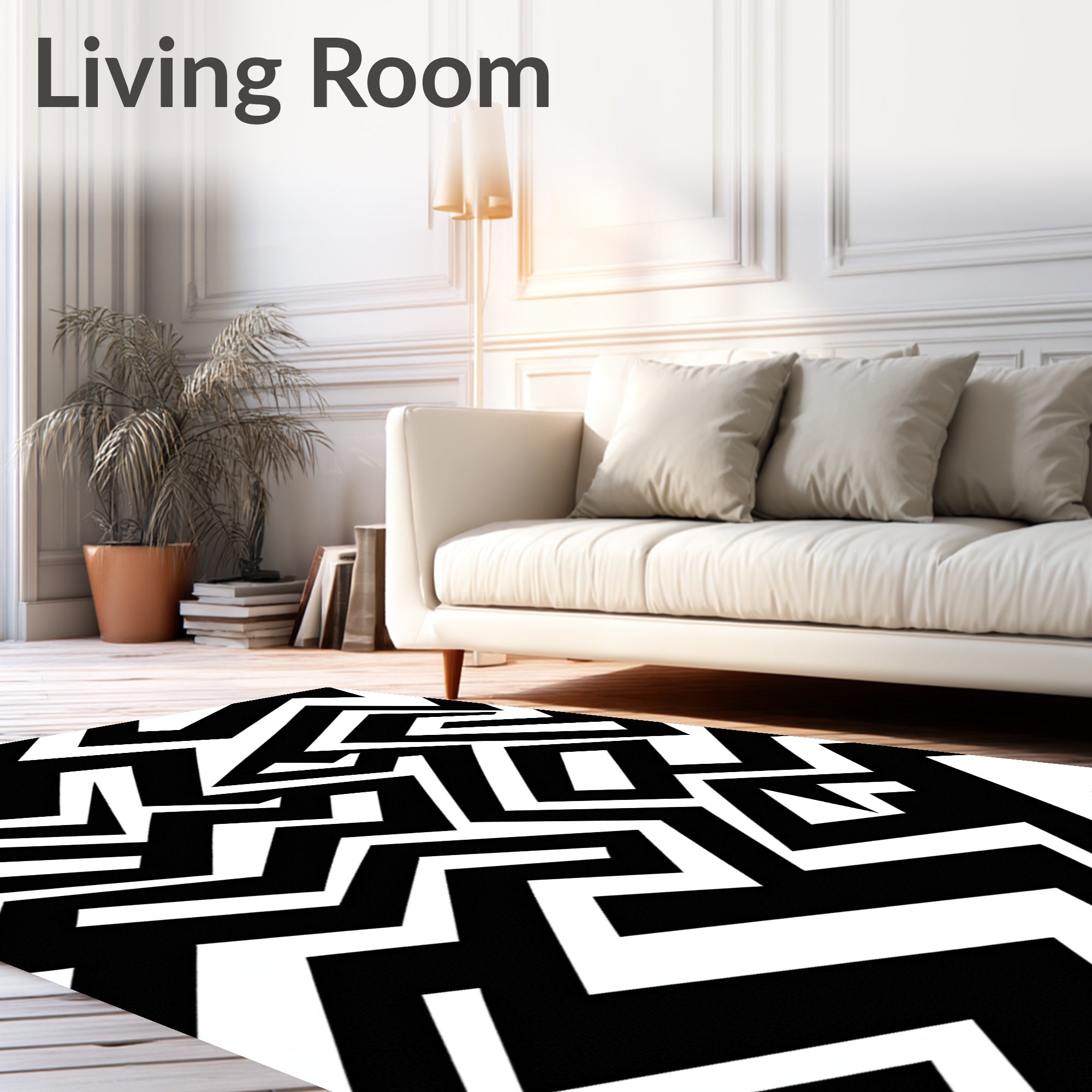 Bold Geometric Maze Pattern Rug