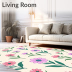 Pink Purple Daisy Floral Pattern Rug