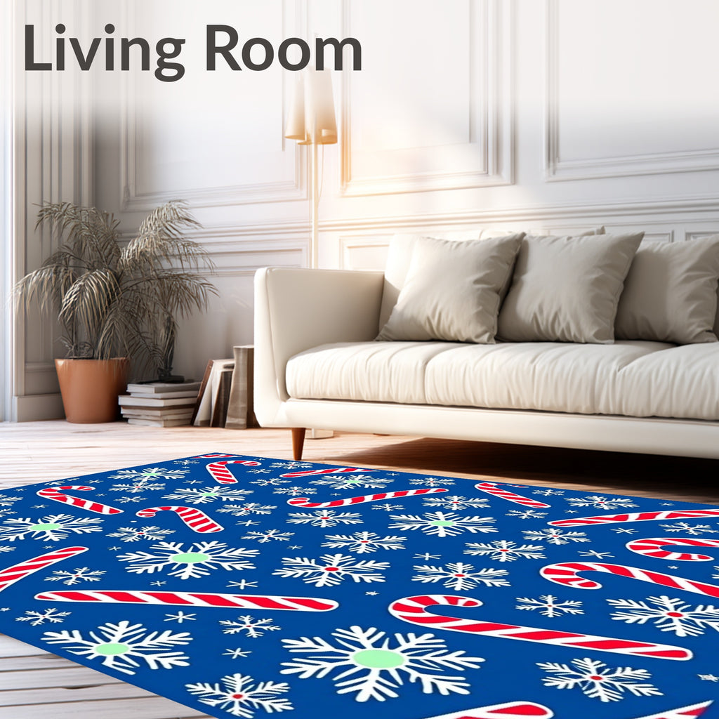 Christmas Candy Cane Snowflake Repeat Rug