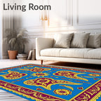 Vibrant Blue Paisley Floral Design Rug