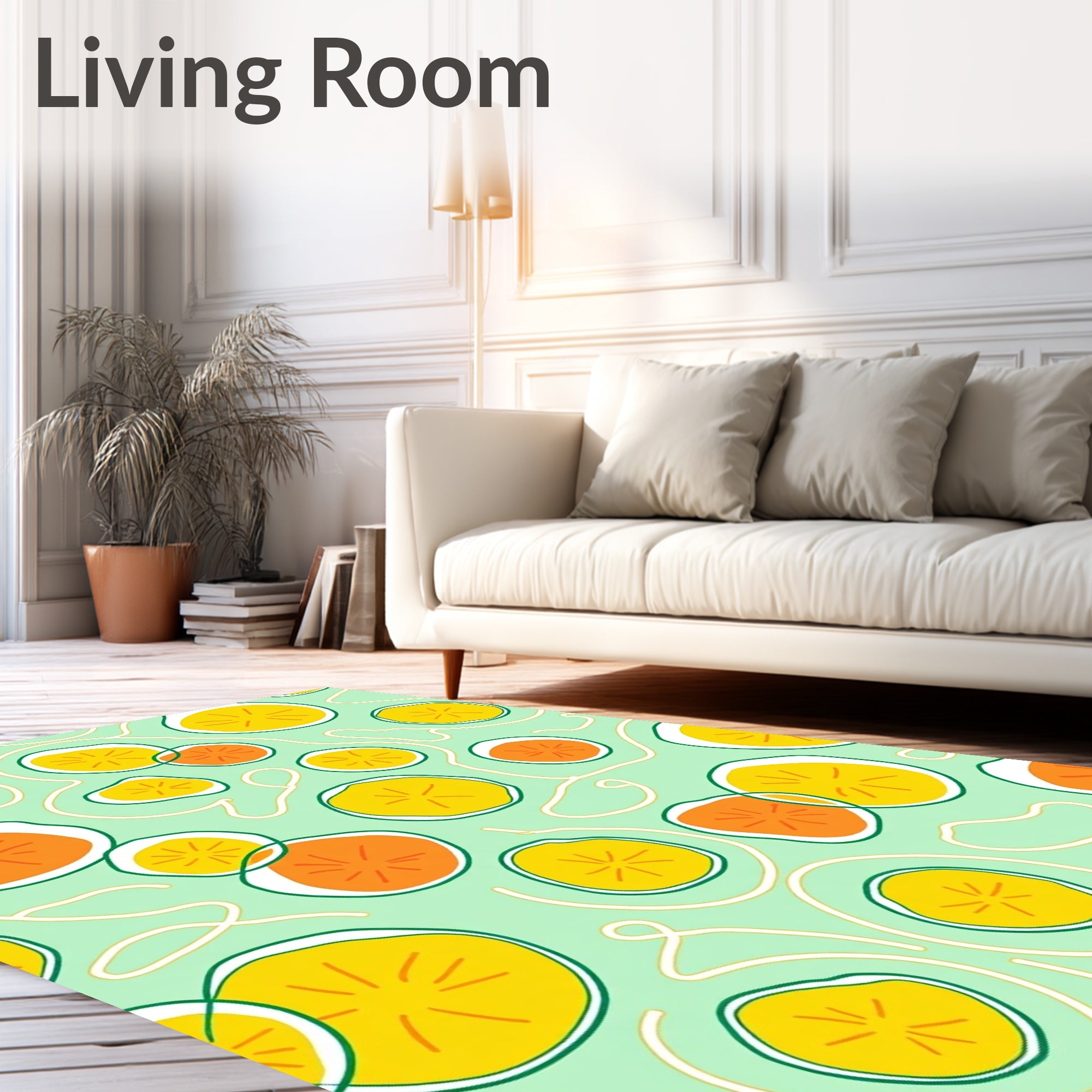 Abstract Yellow Orange Circles Rug