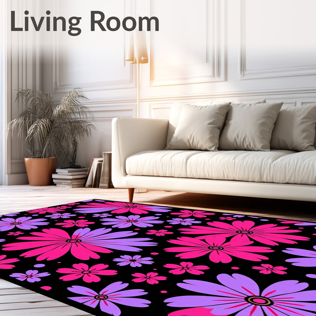 Vibrant Pink Purple Floral Burst Rug