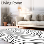 Abstract Black Organic Lines Rug