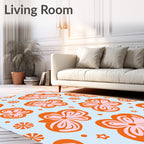 Groovy Orange Pink Floral Pattern Rug