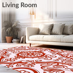 Elegant Red Floral Damask Pattern Rug