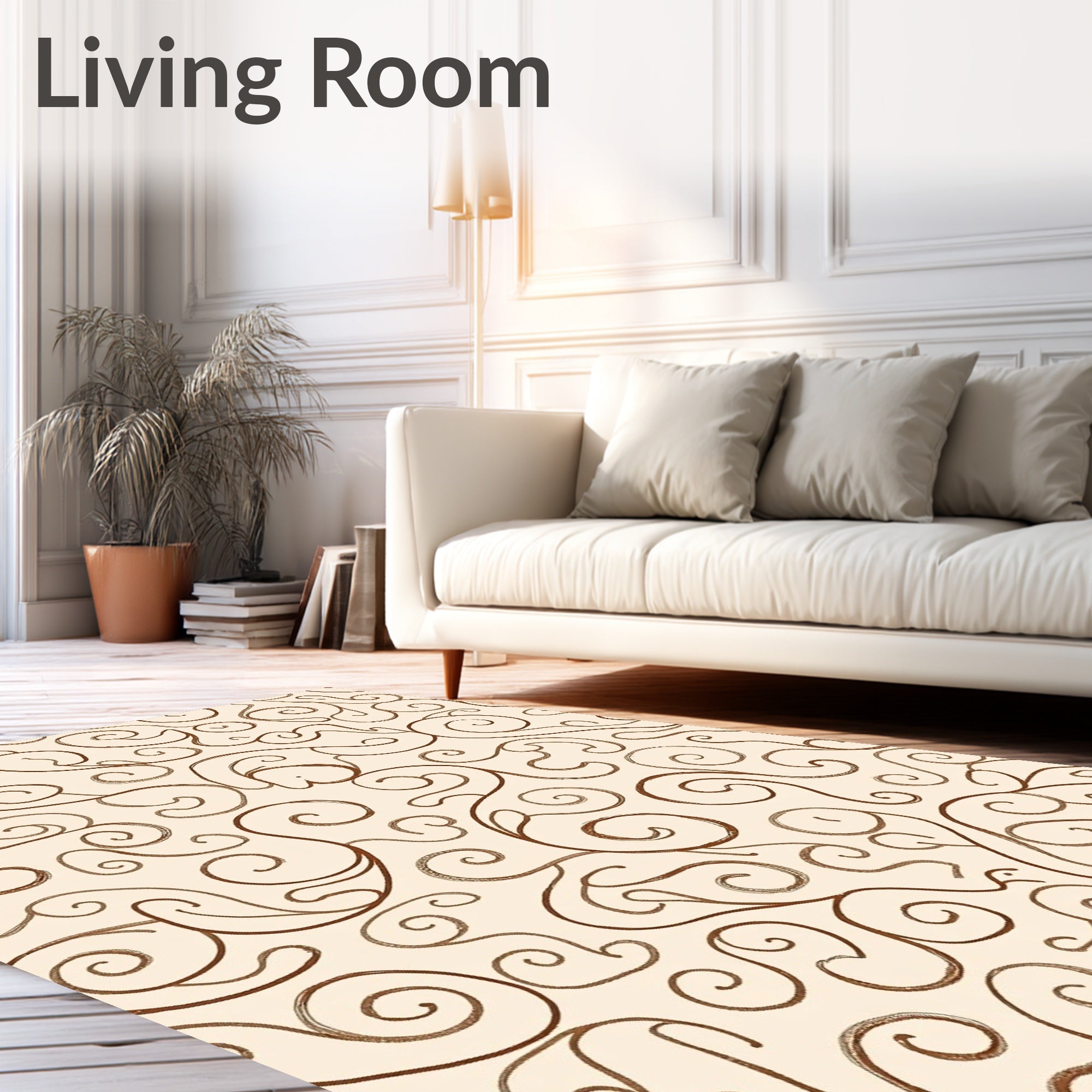 Brown Swirl Elegant Pattern Design Rug