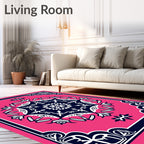 Floral Medallion Pink Navy Rug