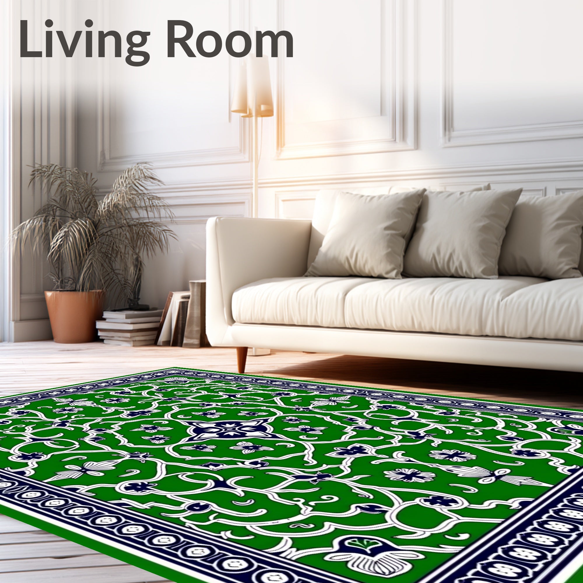 Ornate Floral Vine Patterned Rug