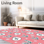 Winter Snowman Branch Coral Backdrop Rug