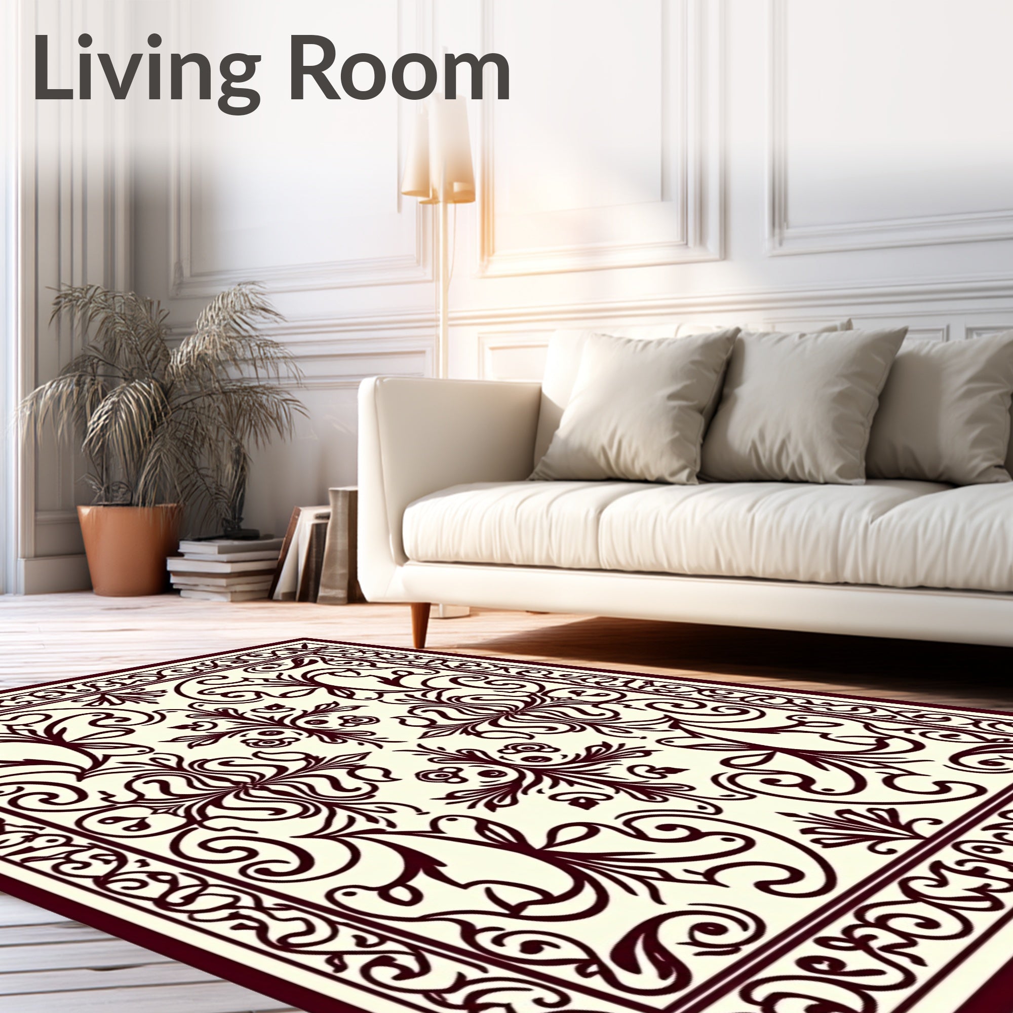 Traditional Floral Scrollwork Decorative Pattern Rug
