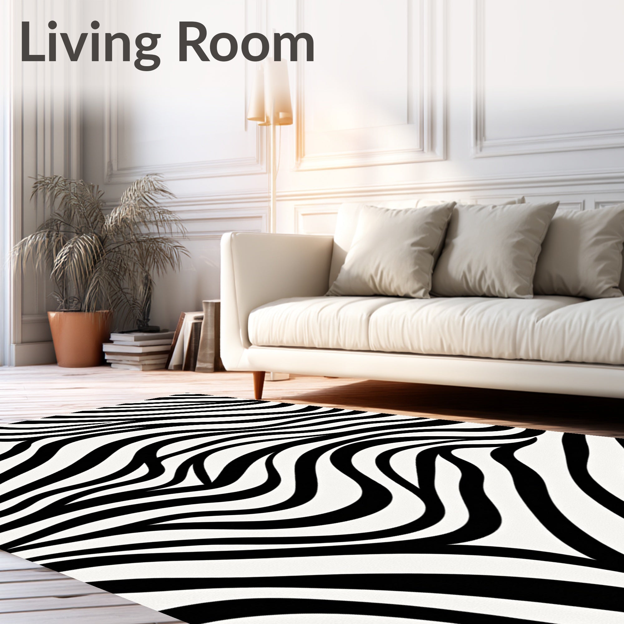 Bold Black White Zebra Stripe Pattern Rug