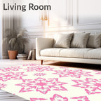Pink Floral Starburst Pattern Rug