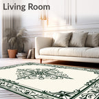 Ornamental Green Vintage Floral Pattern Rug