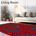Vibrant Psychedelic Swirl Star Pattern Rug